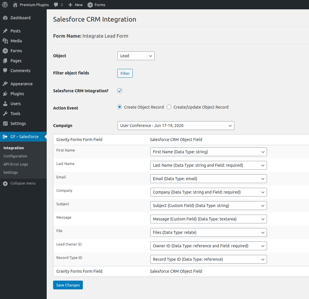 Gravity Forms – Salesforce Integration Plugin – Obtain Code